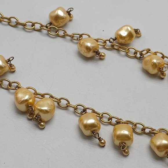 Dominique Cohen Gold-Tone Necklace With Dangling Pearl-Like Beads - Picture 3 of 6